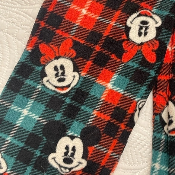 Disney Retro Mickey & Minnie Mouse Plaid Christmas Fleece Pajama Pants - Picture 3 of 5
